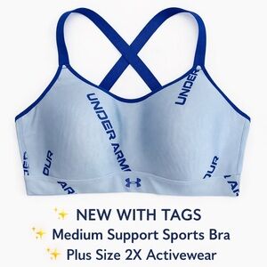 Under Armour Sports Bra 2X Plus Size Crossback Medium Support NWT Activewear